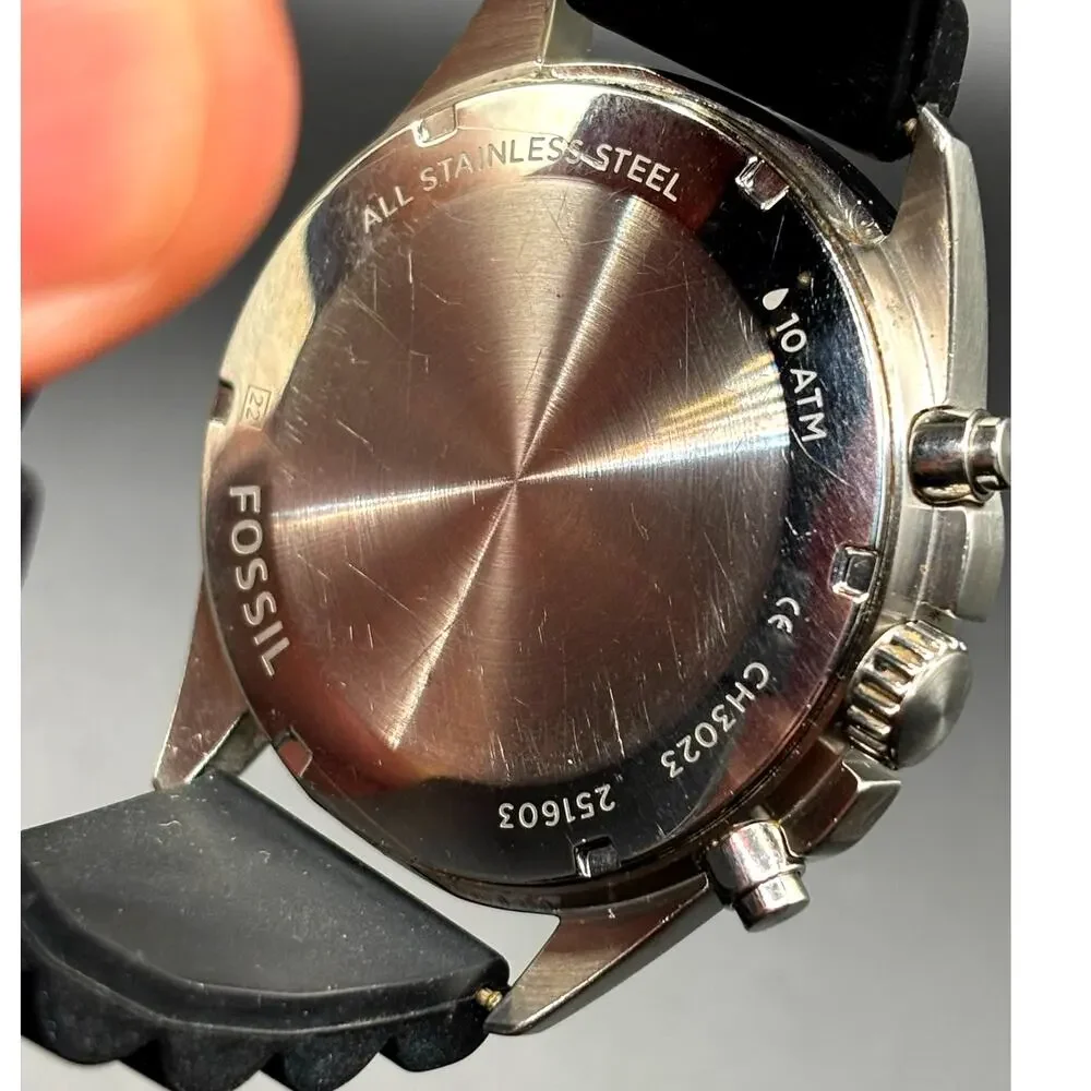 Fossil Sport 54 CH3023 Chronograph Beige Dial Black Strap 44mm Watch